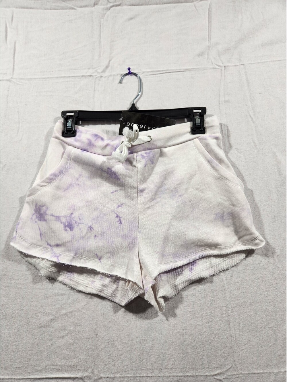 Paper Crane Purple Tie Dye Sweat Shorts Raw Hem Size Small